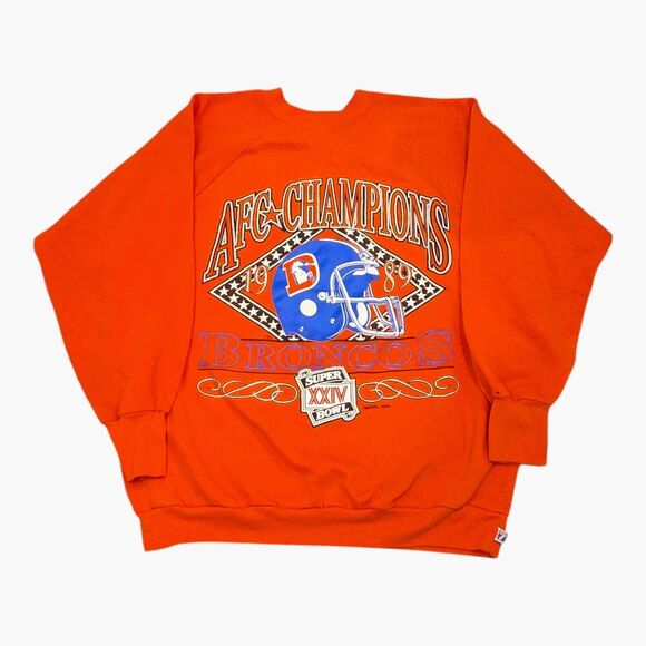 Vintage 1989 Denver Broncos Sweatshirt Super Bowl AFC Champs XL Made In USA - Picture 1 of 6